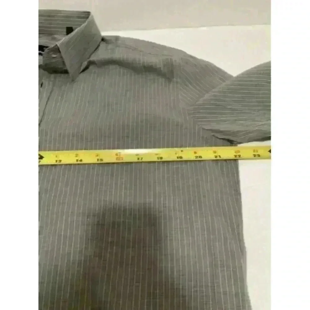 HUGO BOSS Long Sleeve Shirt Stretch Grey Striped Collar Dress Shirt 15 3/4 40 - Picture 8 of 12
